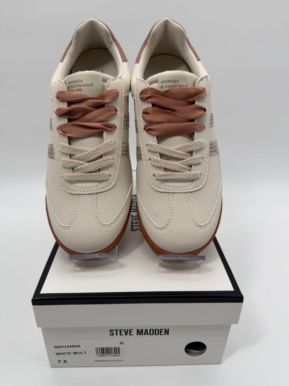Steve Madden Nirvanna Sneakers Womens 7.5 White Multi Gum Sole NIB